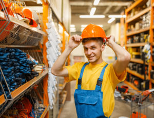 Male builder trying on helmet in hardware store 2021 08 30 02 17 47 utc - Operátor